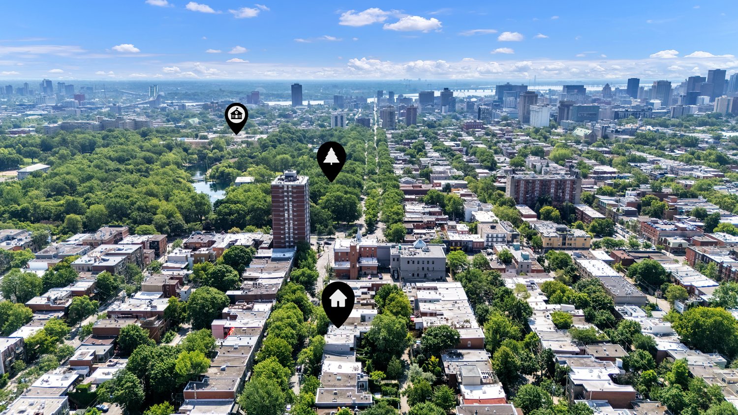 Aerial location view near Parc La Fontaine
