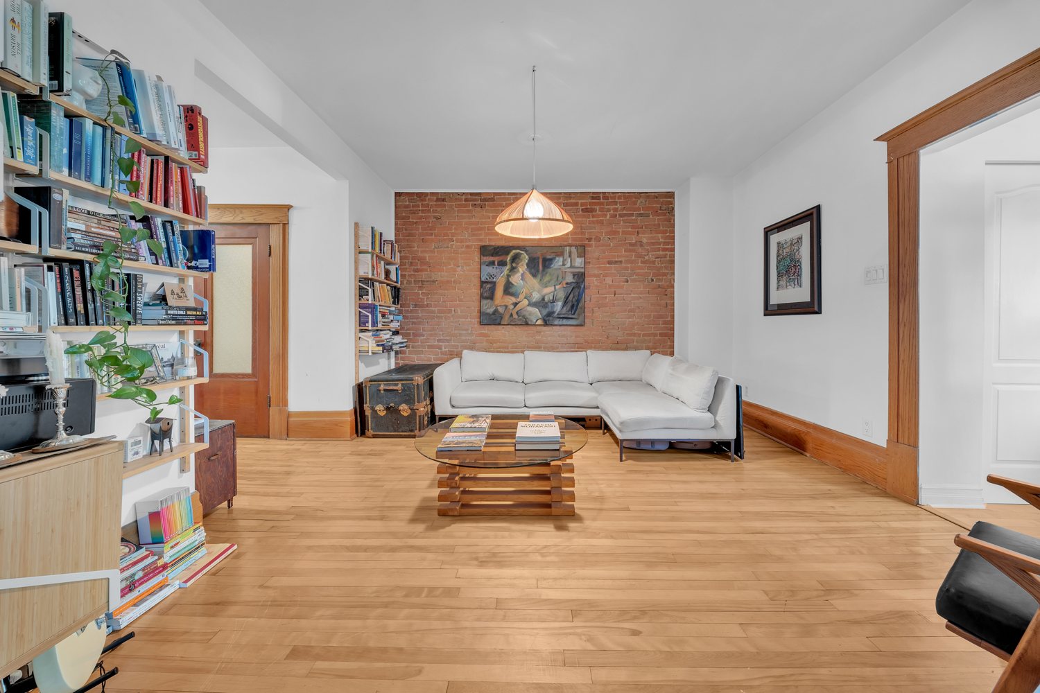 Wide view of the open living room