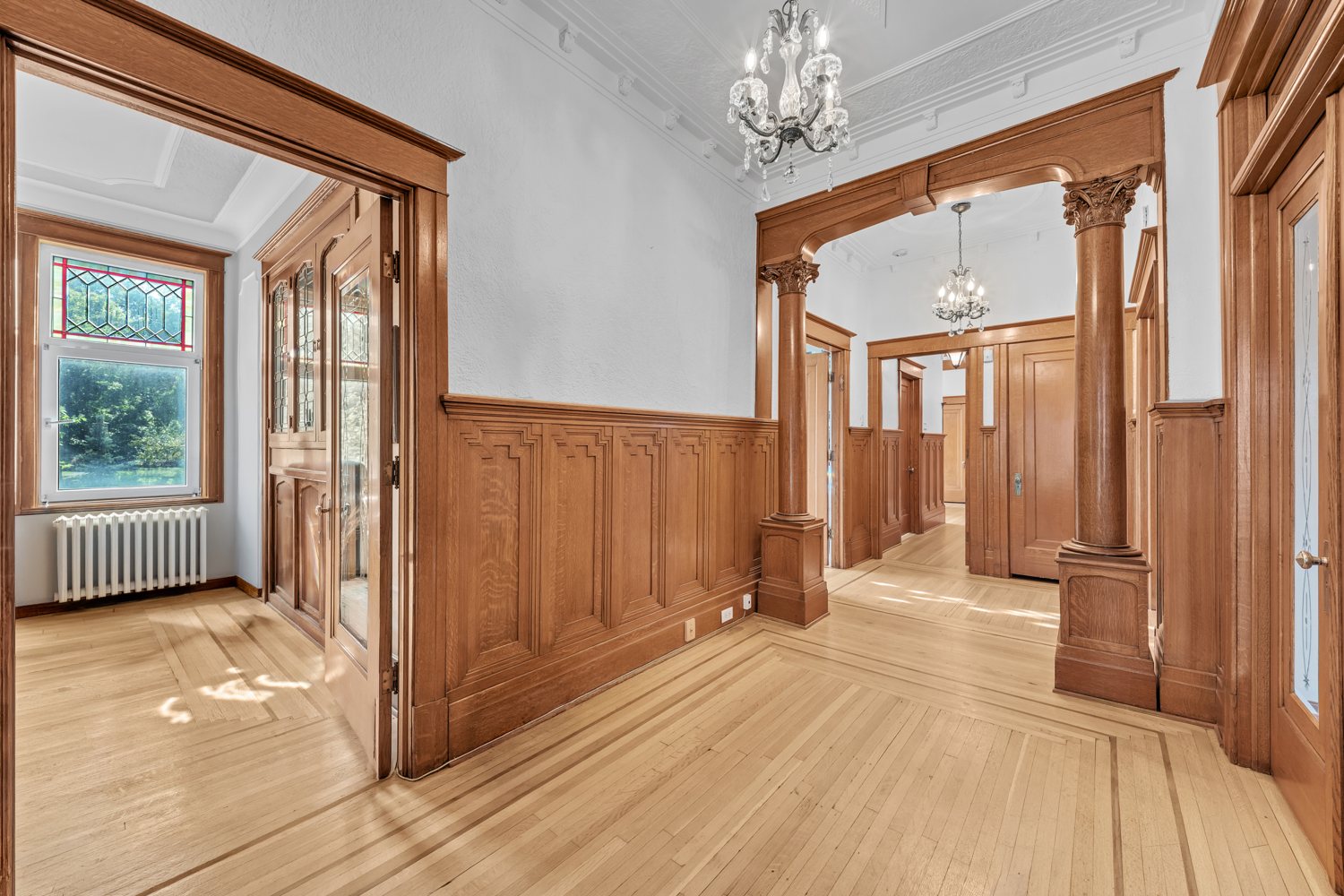 Interconnected rooms with period woodwork
