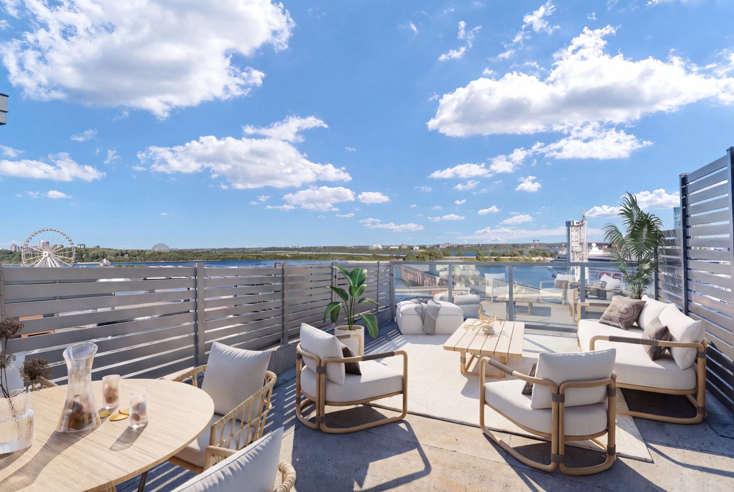 Conceptual rendering of a possible future private rooftop terrace; not an existing or approved feature
