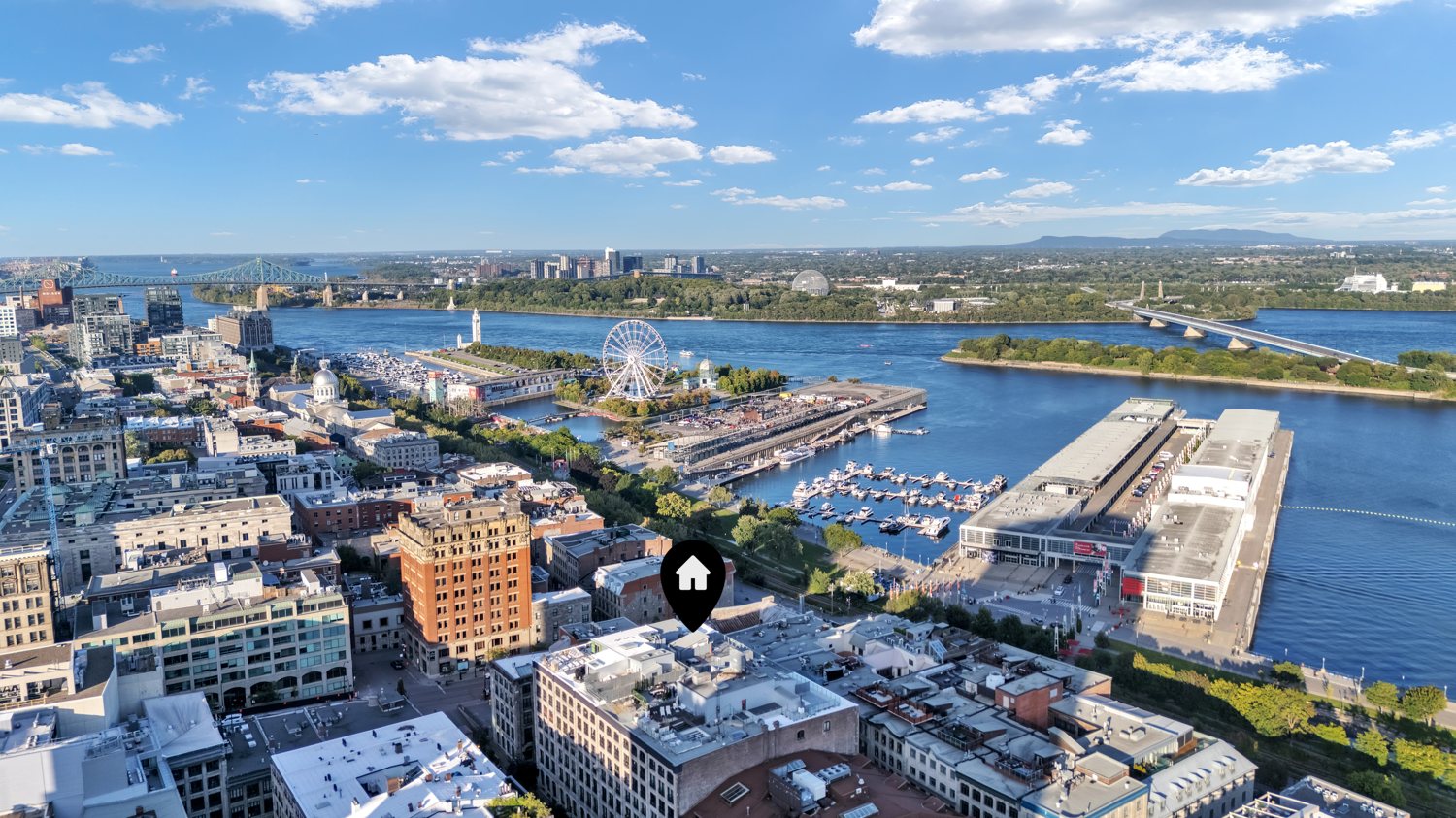 Water view from Old Montréal toward the Old Port
